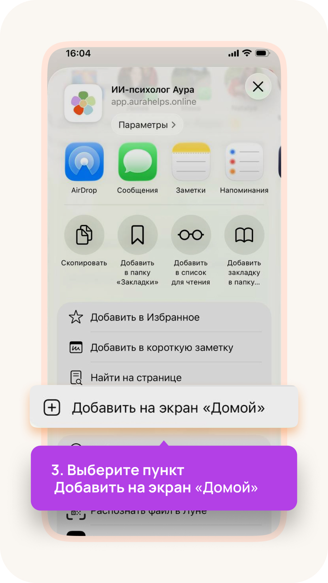Инструкция установки Аура в Safari шаг 3