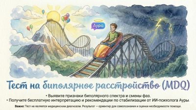 Тест на биполярное расстройство MDQ - онлайн-диагностика ИИ-психолог Аура